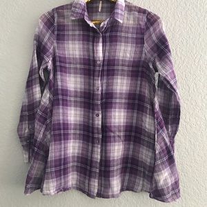 Free People asymmetrical plaid shirt.